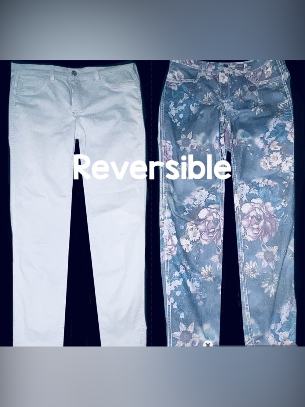 Reversible Floral & Light Grey Stretch Jeans